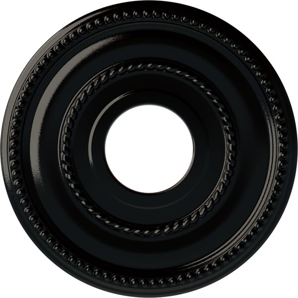 Ekena Millwork Valeriano Ceiling Medallion (Fits Canopies up to 6 1/4"), 12 1/8"OD x 3 5/8"ID x 3/4"P, Black Pearl CM12VABPS - main